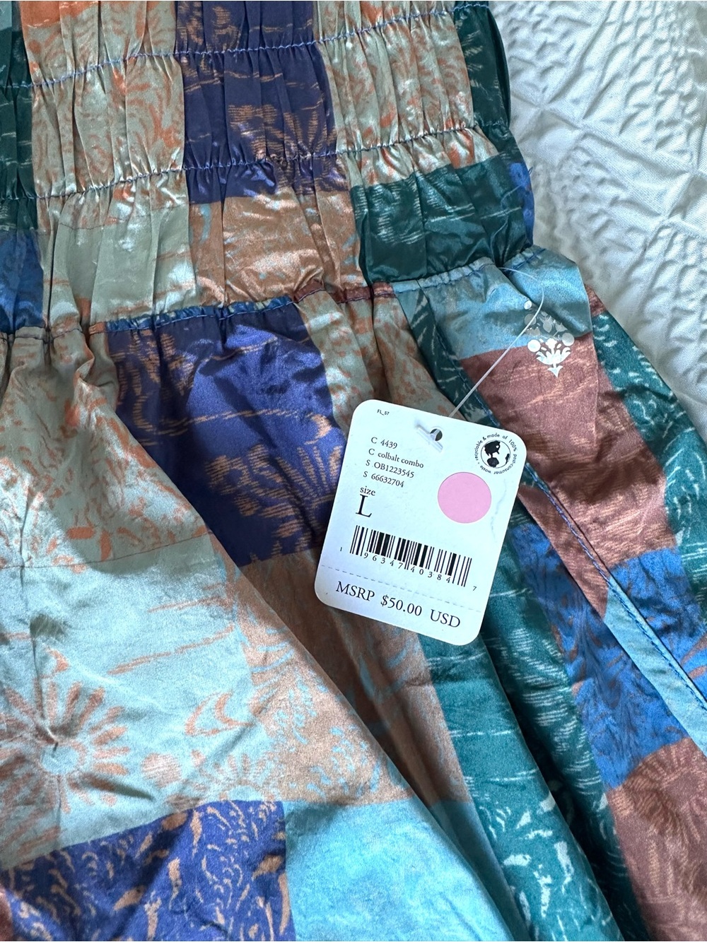 FP Movement by Free People Patchwork Teal Blue Copper Green Athletic Shorts - Picture 3 of 10